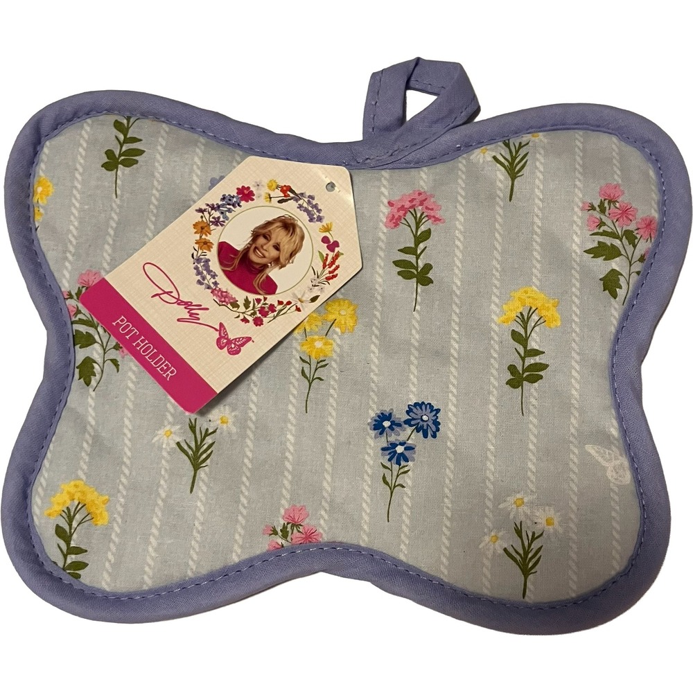Dolly Parton 6pc Kitchen Set Floral Butterfly Tablecloth Drying Mat Towel New - Picture 5 of 7